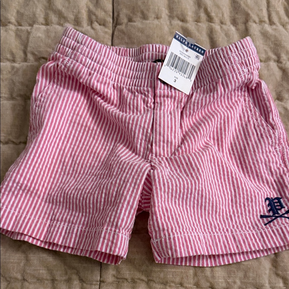 Ralph Lauren red & White Seersucker Stripe Shorts